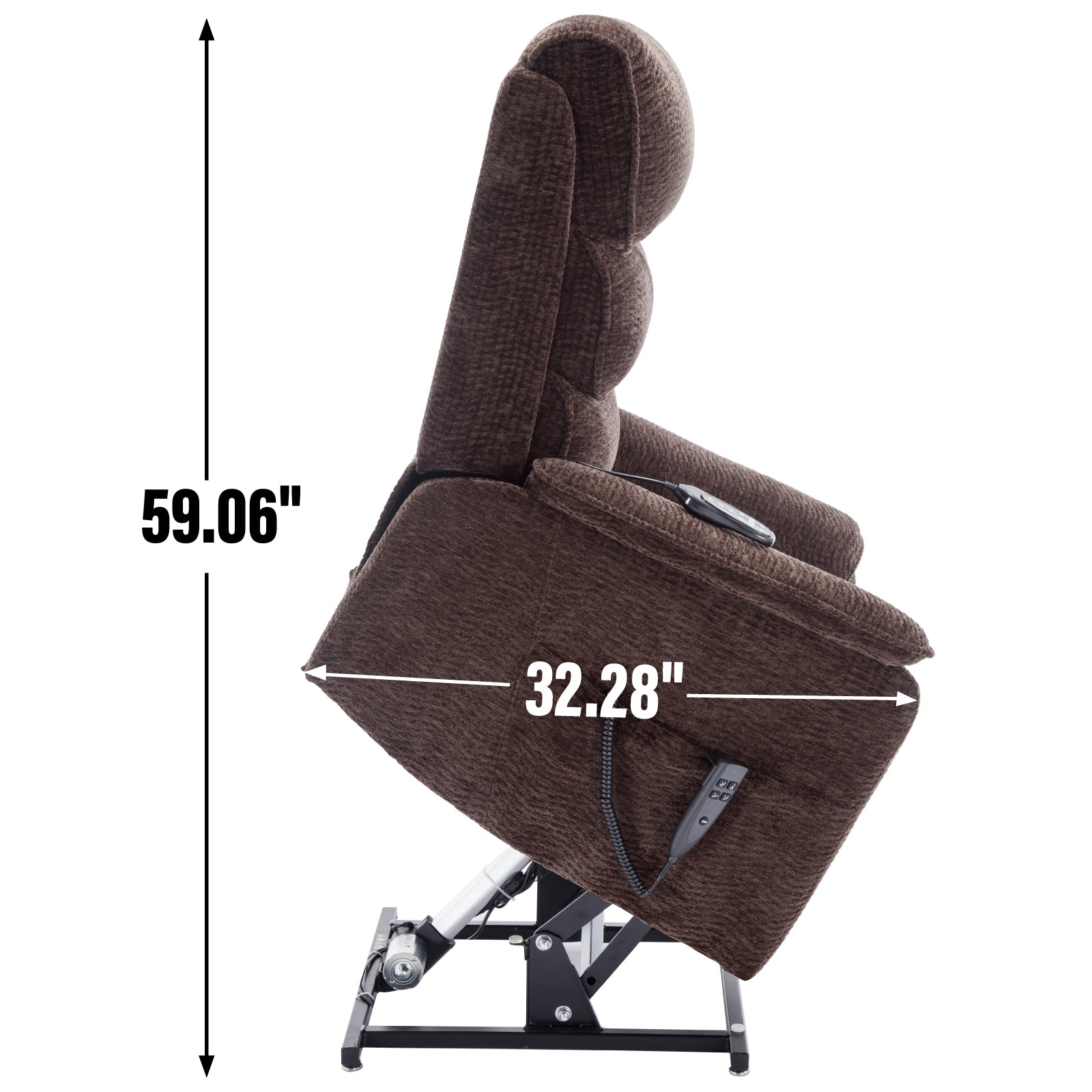 Brown Chenille Dual Motor Infinite Position Up to 350 LBS Power Lift Recliner Chair with Power-Remote, Heat Massage and Heavy Duty Motion Mechanism