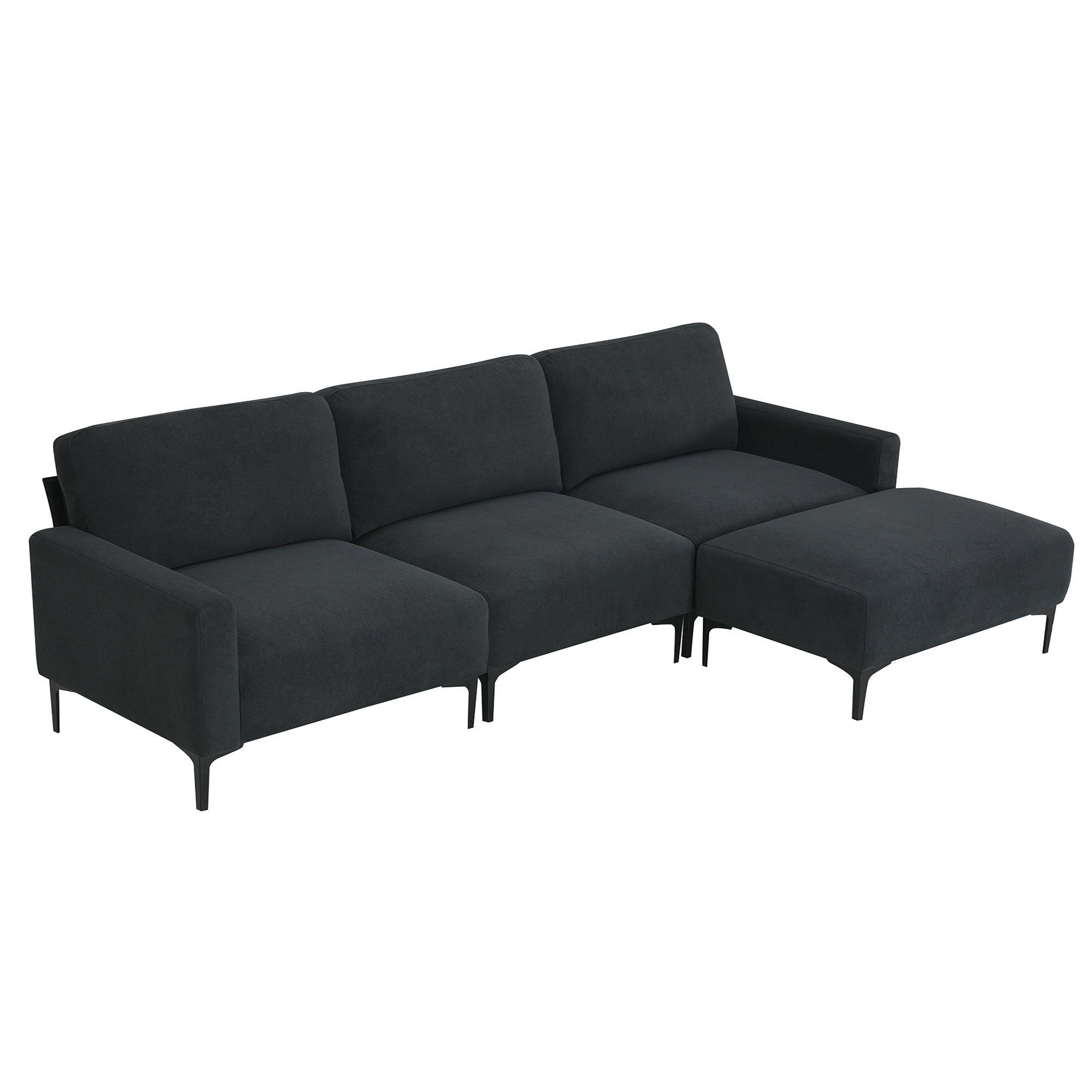 [VIDEO provided] [New] 103.5*59" Modern L-shaped Sectional Sofa, 4-seat Velvet Fabric Couch Set with Convertible Ottoman,Freely Combinable Sofa for Living Room, Apartment, Office,Apartment,2 Colors