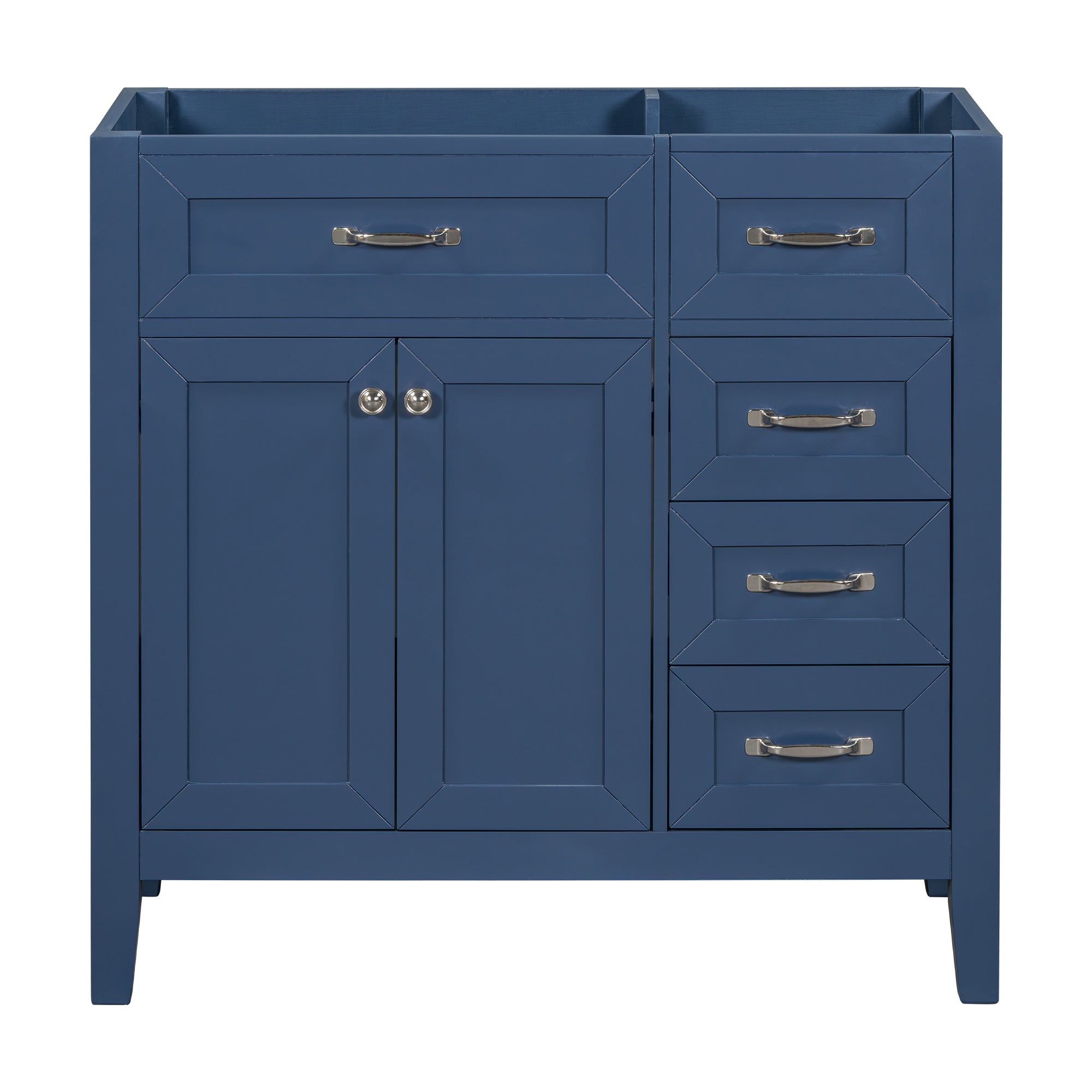 36" Bathroom Vanity without Sink, Cabinet Base Only, Bathroom Cabinet with Drawers, Solid Frame and MDF Board, Blue