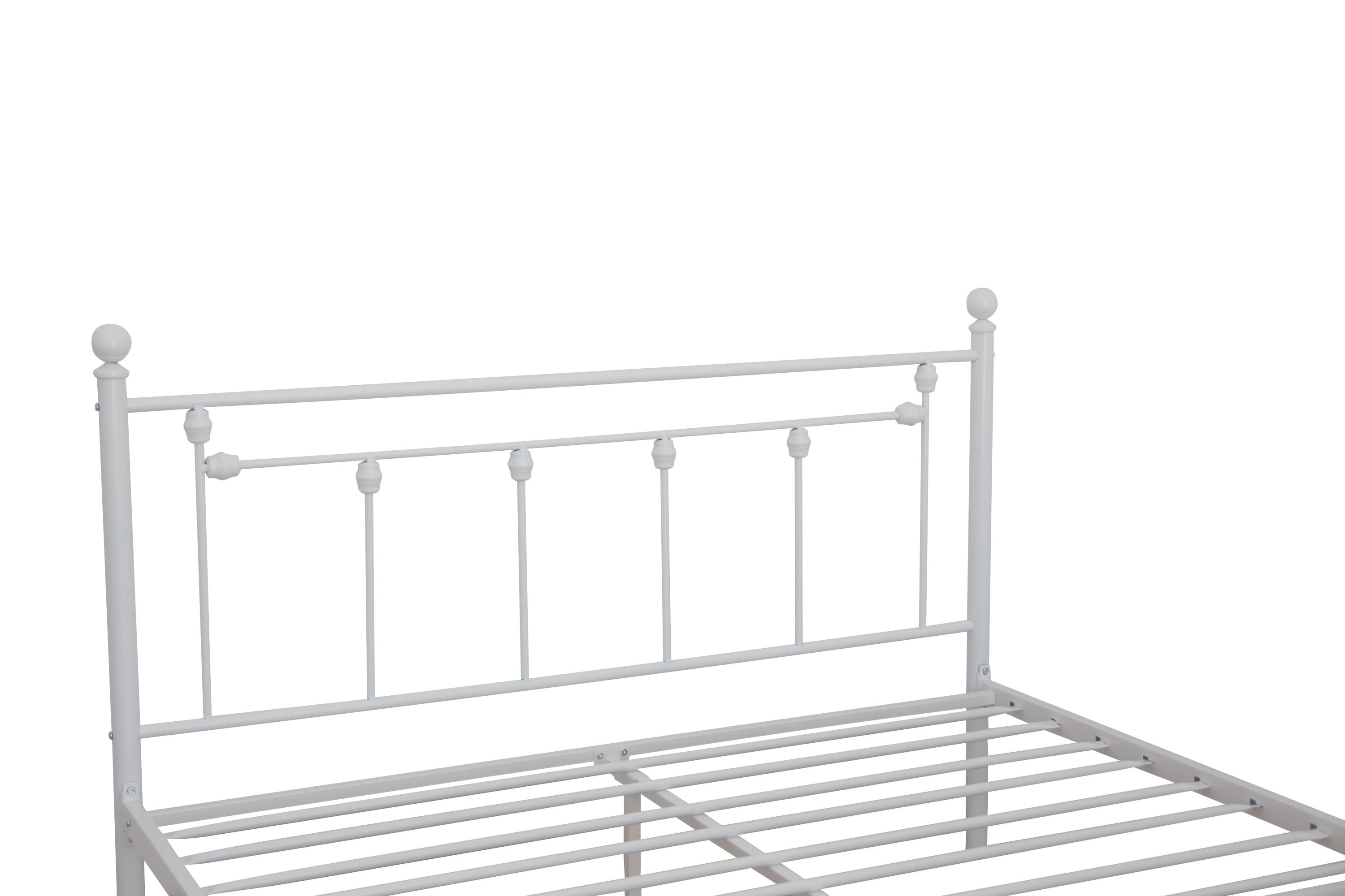 Queen Size Metal Bed Frame with Headboard and Footboard (White)