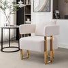 TS Modern decorative chair, living room side chair with gold metal legs, no wheels, suitable for dressing area, reception room, office,Teddy fleece upholstered metal foot sofa 1PC White