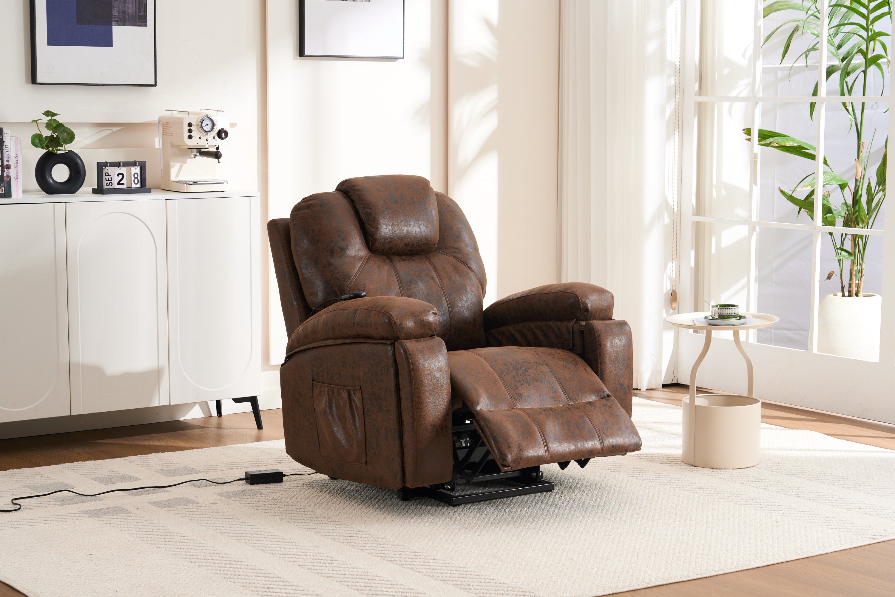 Power Lift Recliner Chair with Massage  Elderly, Overstuffed Wide Recliners, Heavy Duty and Safety Motion Reclining Mechanism