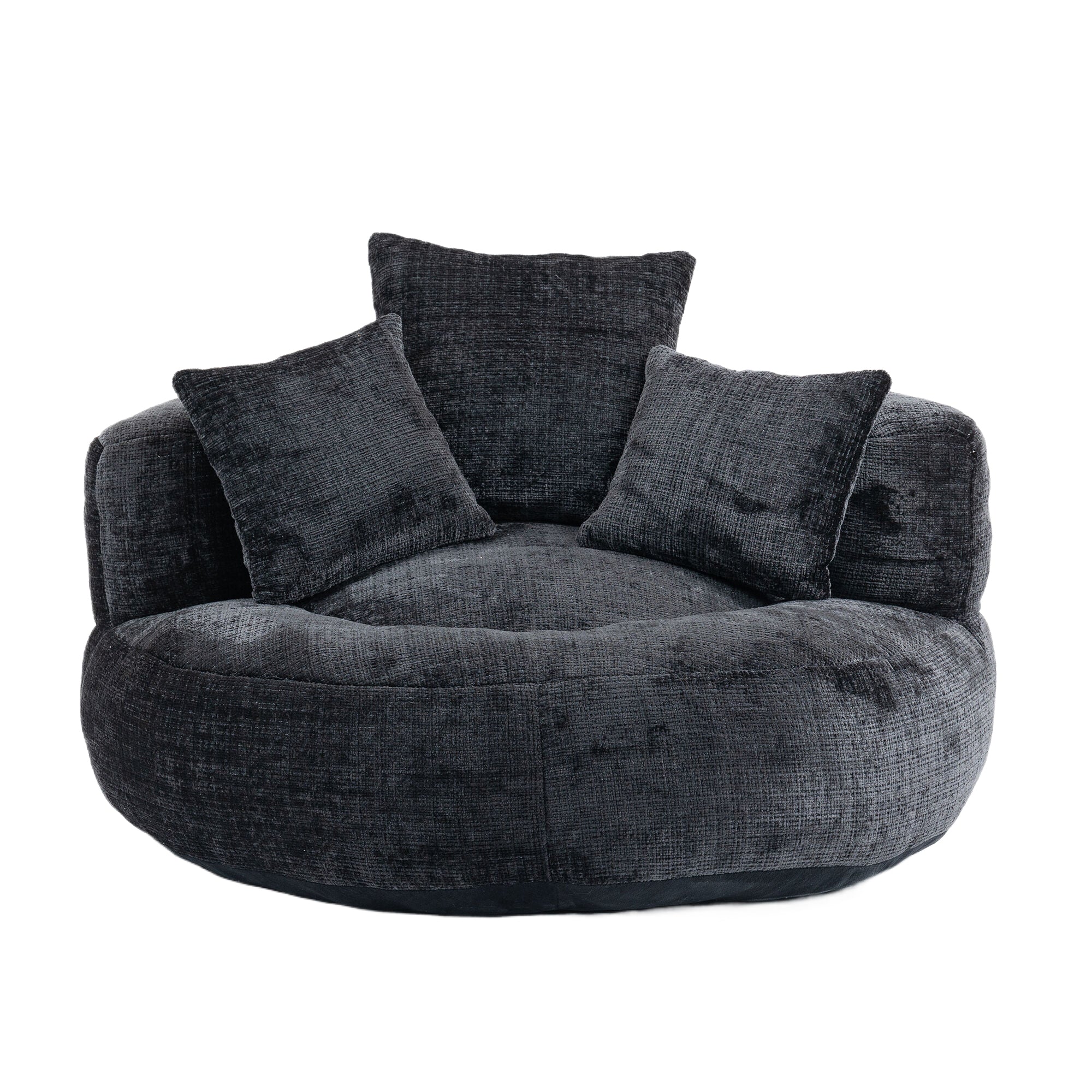 COOLMORE Lazy Sofa Durable Comfort Lounger High Back Bean Bag Chair Couch With Three Pillows for Adults and Kids, Indoor & Outdoor,  Single Gaming Sofa Chair For Bedroom,Office (Black Chenille)