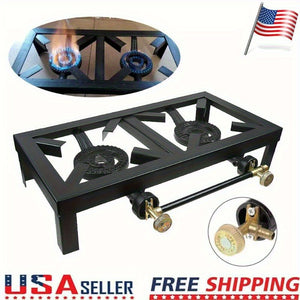 Double Propane Gas Burner Stove Camping BBQ Cooker Cooking for Patio Camping