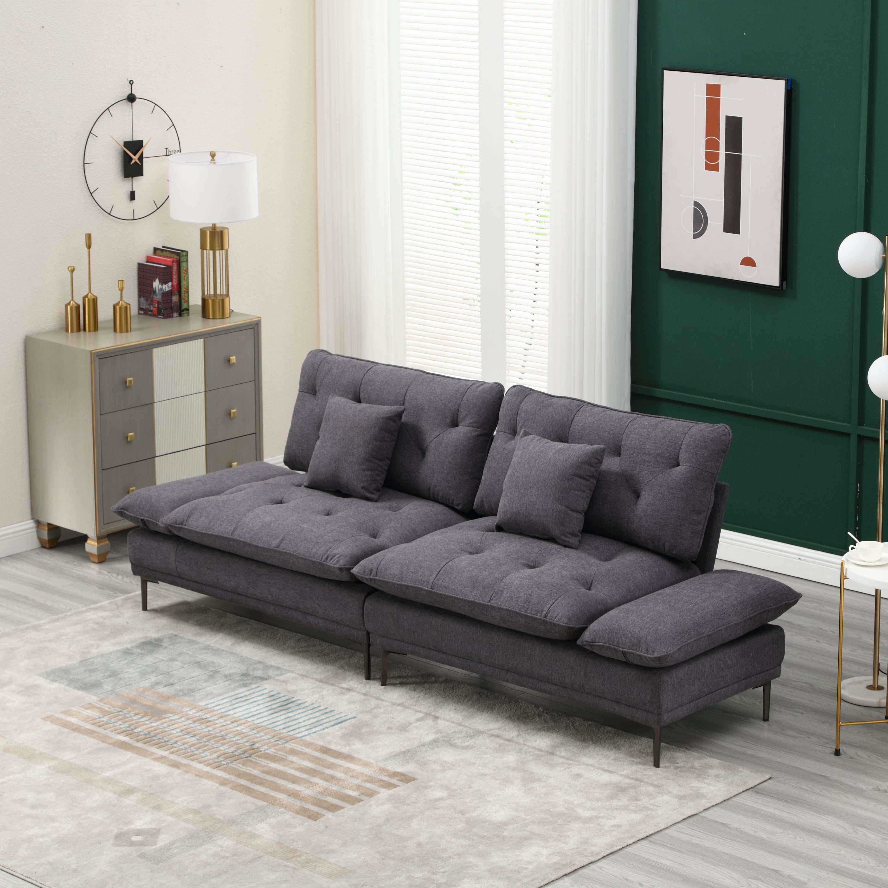 UNITED Linen Sofa , Accent sofa loveseat sofa with metal feet