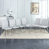 6 light gray dining chairs. Modern chairs from the Middle Ages. Made of PU material cushion and silver metal legs. Suitable for restaurants and living rooms C-009