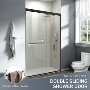 44-60 x 72 in Semi-Frameless Double Sliding Shower Door - 44-48 x 72 in / Matte Black view 2