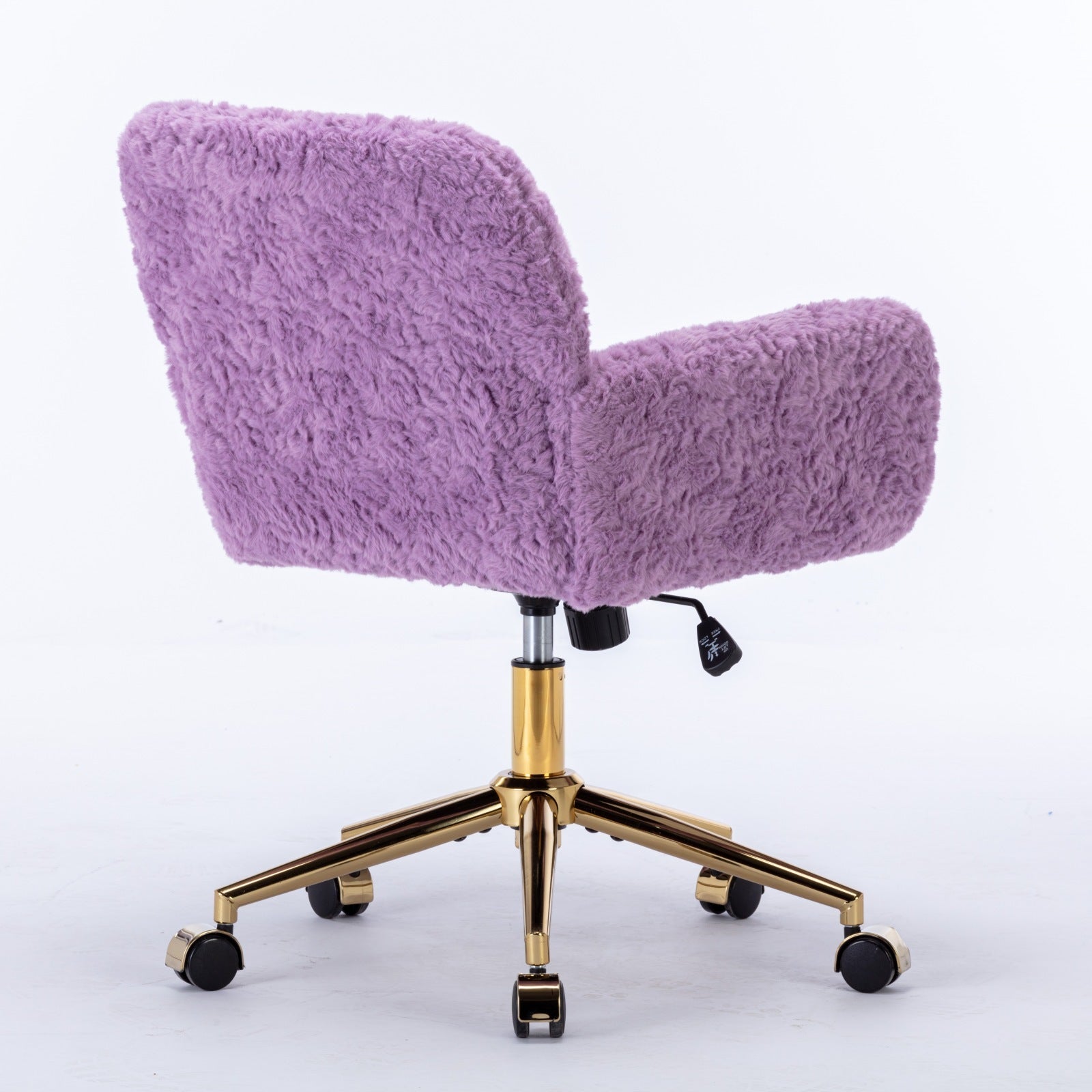 A&A Furniture Office Chair,Artificial rabbit hair Home Office Chair with Golden Metal Base,Adjustable Desk Chair Swivel Office Chair,Vanity Chair(Violet)