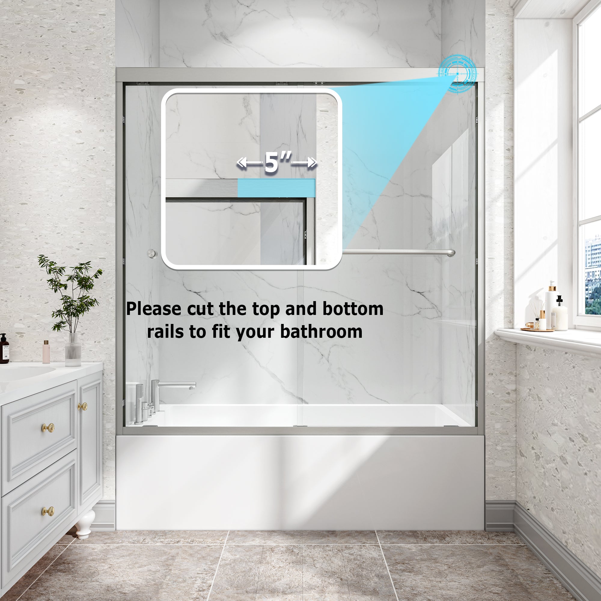 55-60 x 60 in Reversible Bathtub Door view 4