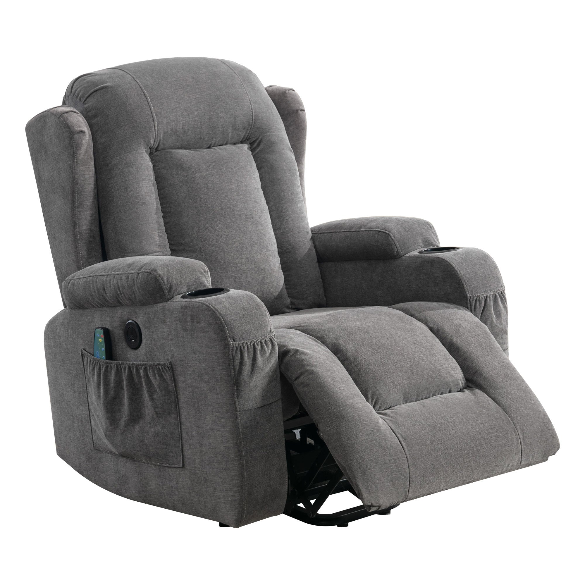 Power Lift Recliner Chair Recliners for Elderly with Heat and Massage Recliner Chair for Living Room with Infinite Position and Side Pocket,USB Charge Port(GREY)