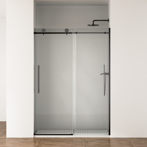 50-54 x 75 in Soft-Close Frameless Sliding Shower Door - 50-54 x 75 in / Matte Black / Sliding view 1