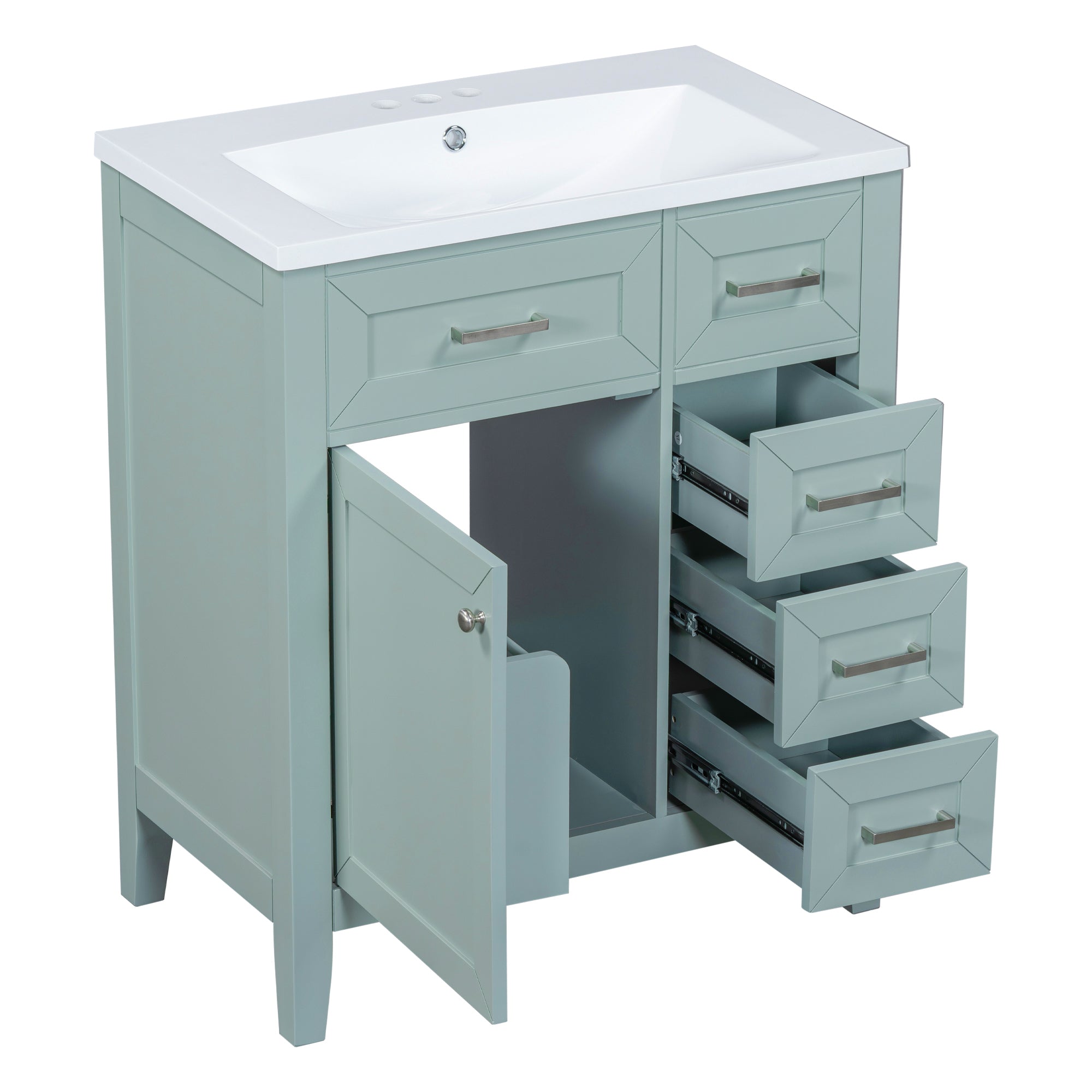 30" Bathroom Vanity with Sink Combo, Green Bathroom Cabinet with Drawers, Solid Frame and MDF Board (Old Sku:N725S999222F)