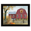 "Autumn Leaf Quilt Block Barn" by Billy Jacobs, Ready to Hang Framed Print, Black Frame