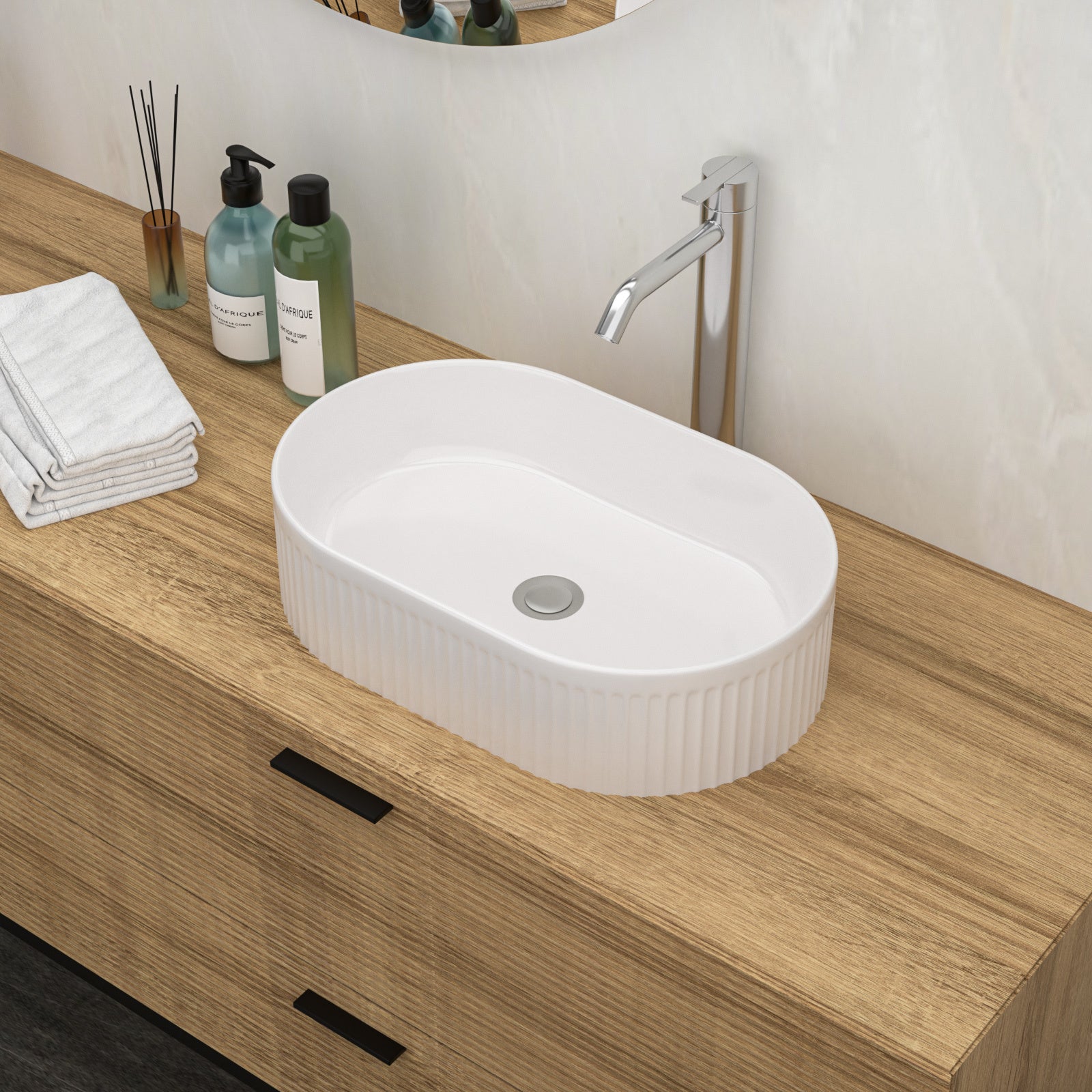 19.31x12.19 Inch White Ceramic Oval Vessel Bathroom Sink