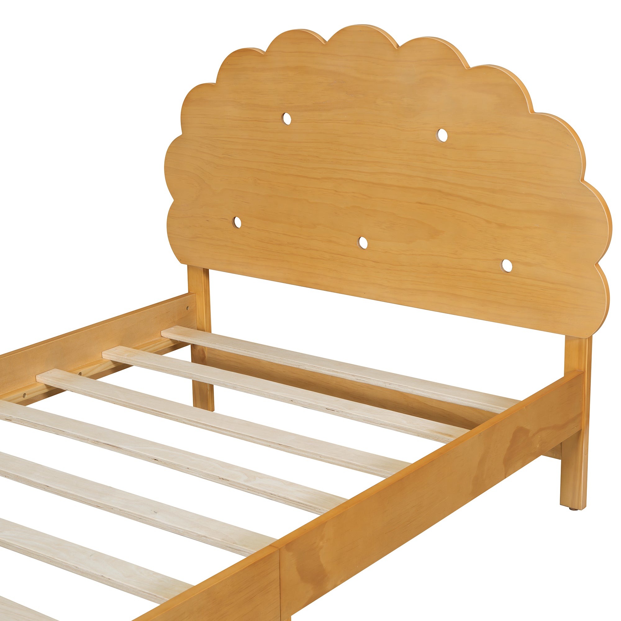 Kids Cookie-Shaped Bed Frame for Boys & Girls,Twin Size Platform Bed, Walnut