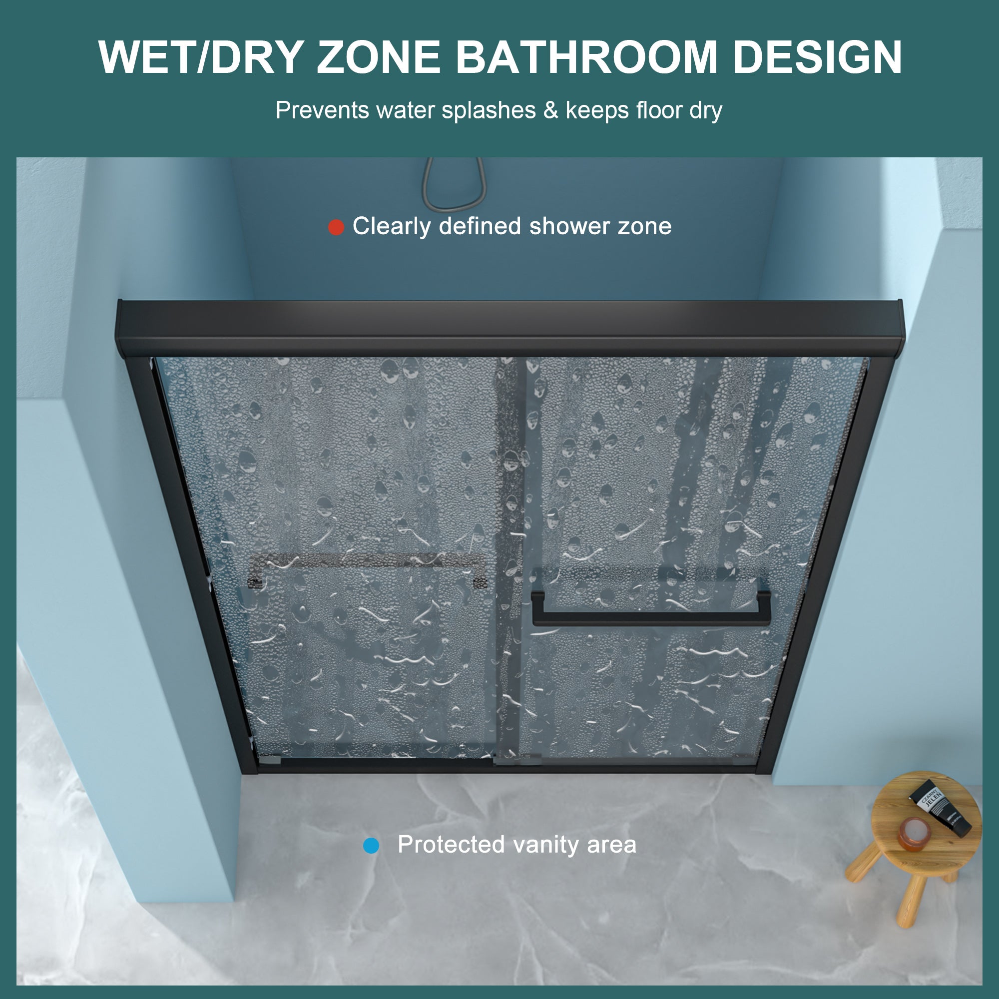 48 x 76 in Double Sliding Glass Shower Door - 48 x 76 in / Matte Black view 6
