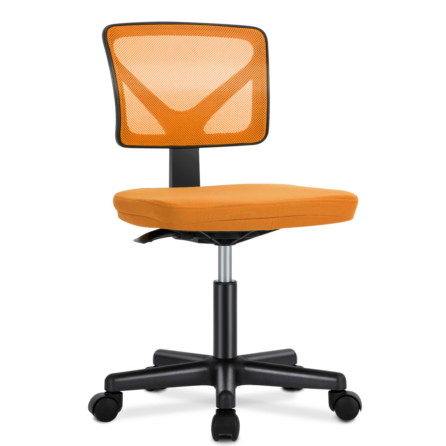 Sweetcrispy Armless Desk Chair Small Home Office Chair with Lumbar Support