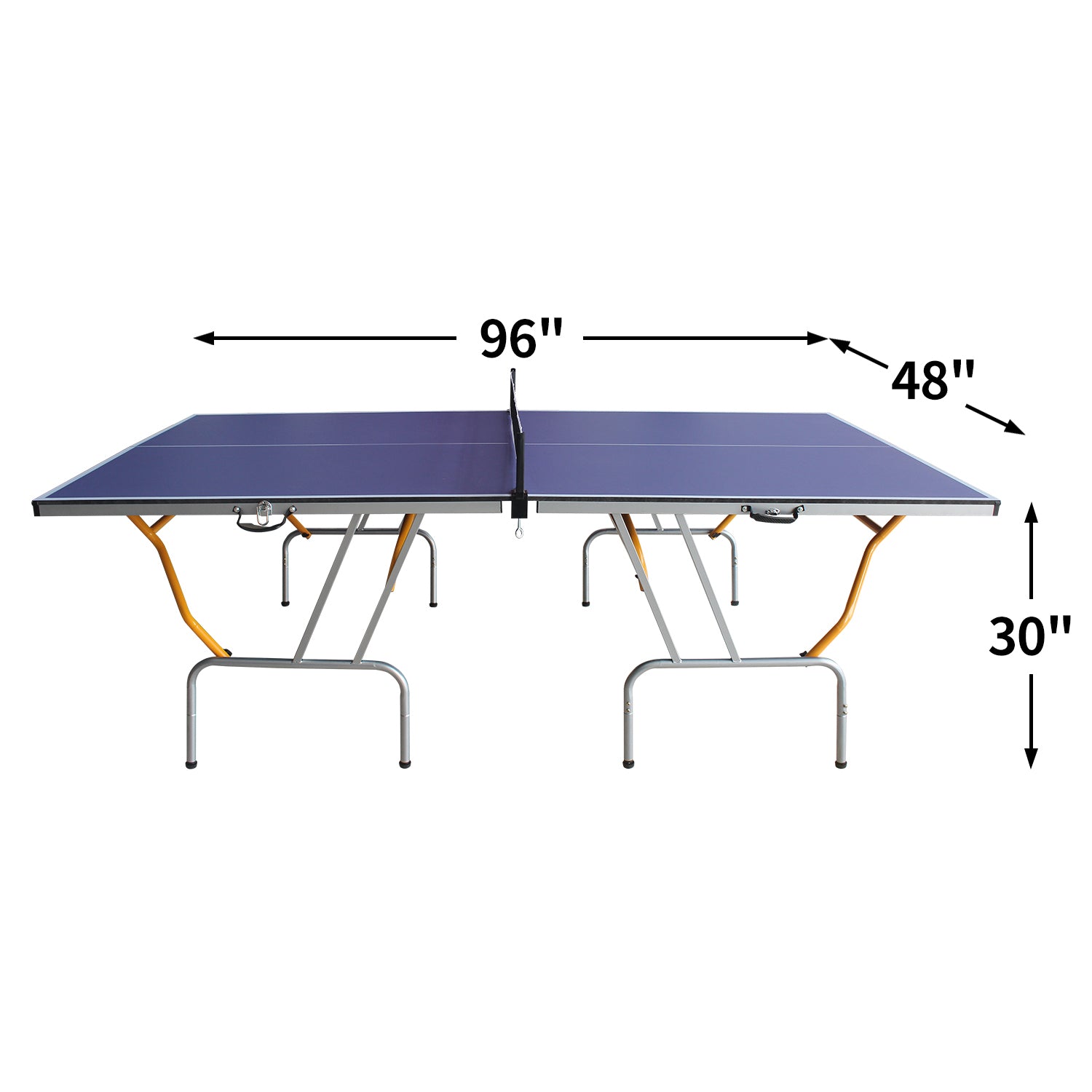 8ft Mid-Size Table Tennis Table Foldable & Portable Ping Pong Table Set for Indoor & Outdoor Games with Net, 2 Table Tennis Paddles and 3 Balls