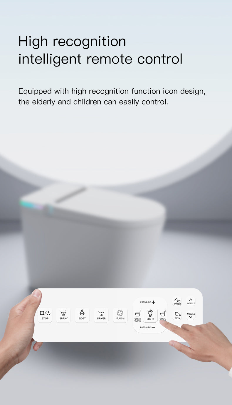 Smart Toilet with Built-in Bidet Seat, Tankless Toilet with Auto Lid Opening, Closing and Flushing, Heated Seat, Digital Display, Elongated