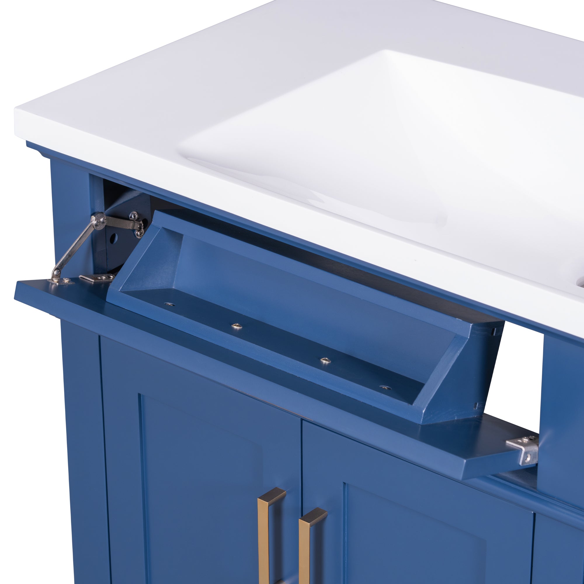 36-inch Bathroom Vanity with Resin Sink, Modern Bathroom Cabinet in Blue, Featuring Two Soft Close Doors and Four Drawers