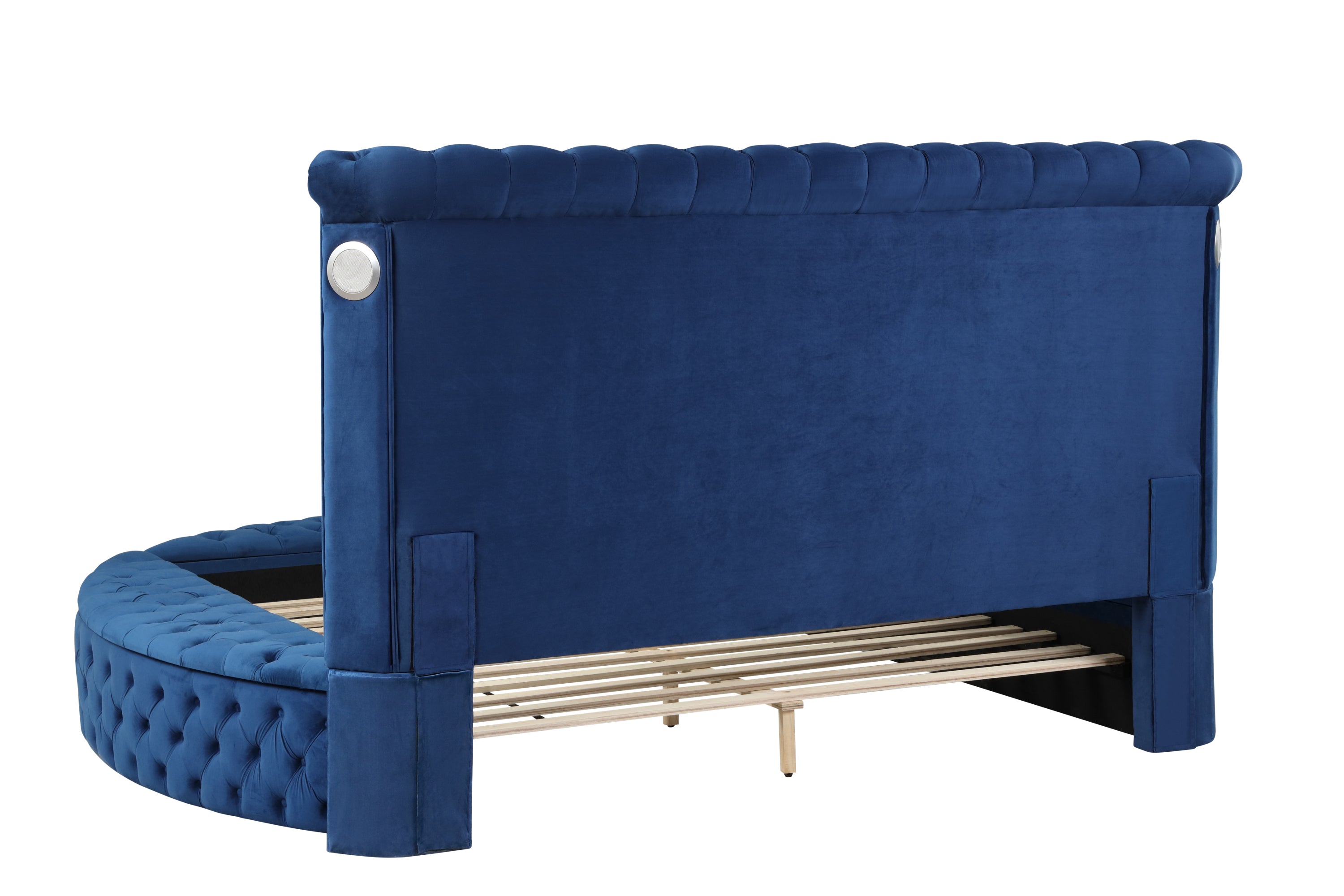 King Size Tufted Storage Bed made with Wood in Blue