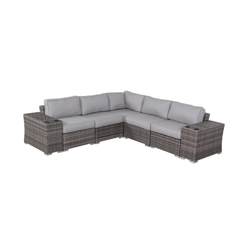 7-Piece Rattan Sectional Sofa Set with Cushions - Fully Assembled