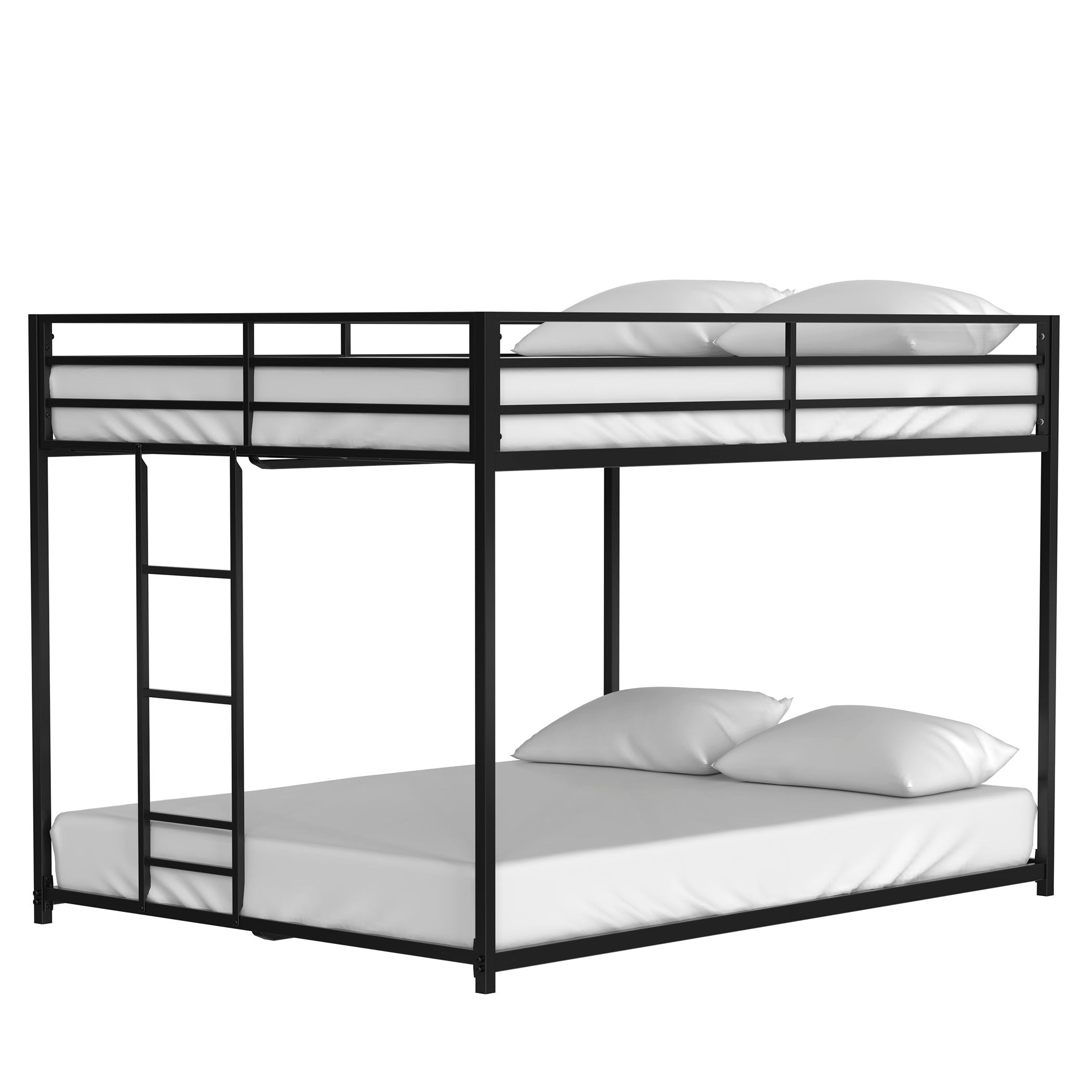 Adam Sturdy Full over Full Metal Bunk Black for Kids and Adult, Low Profile and Easy Climbing with Stable Ladder