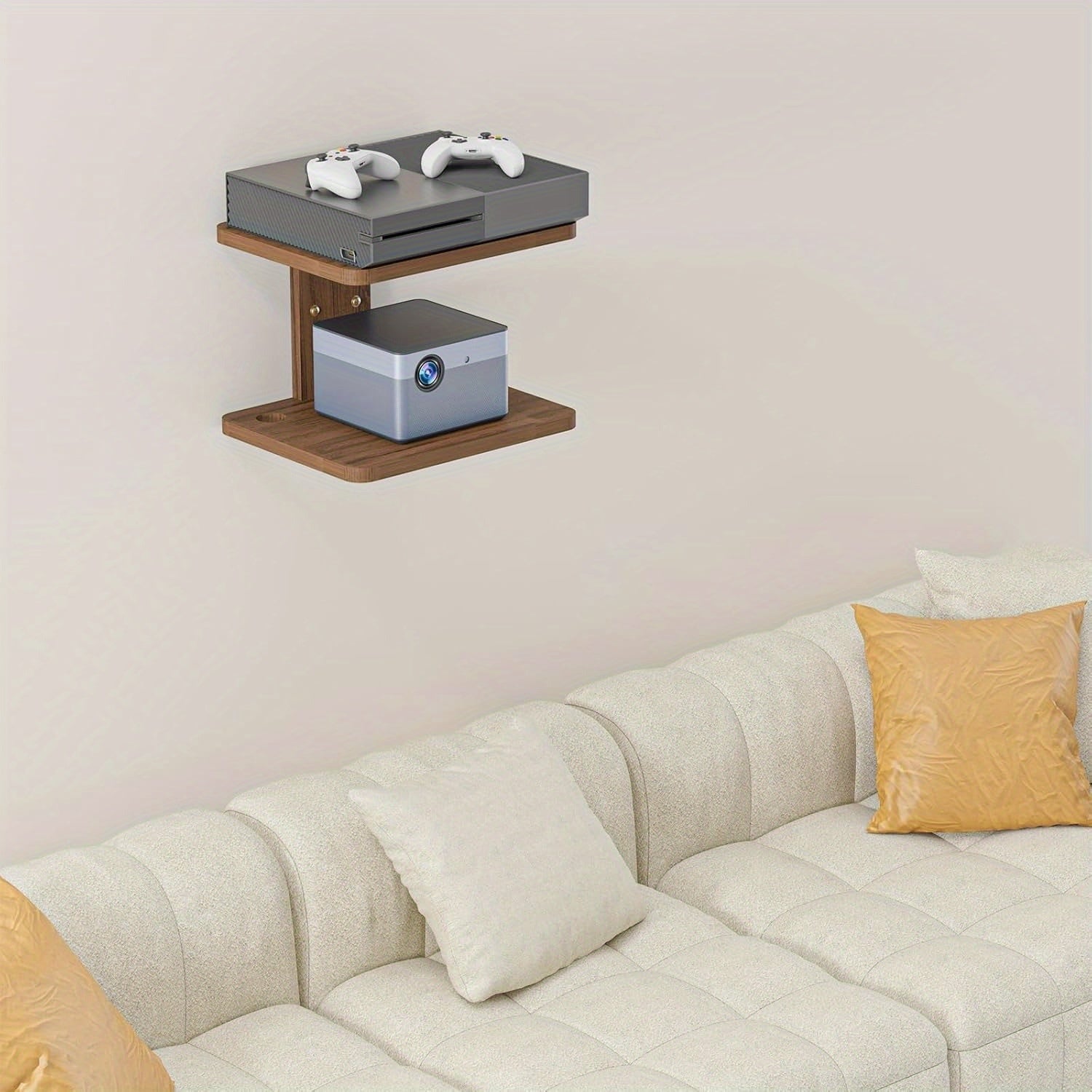 Floating TV Shelf – Wall-Mounted Wooden Stand for Devices & Decor, 2 Tiers, 22lbs!