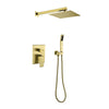 Brushed Gold Shower System, Bathroom 10 Inches Rain Shower Head with Handheld Combo Set, Wall Mounted High Pressure Rainfall Dual Shower Head System, Shower Faucet Set with Valve and Trim