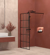 Framed Glass Shower Screen 34"W x 72"H with 1/4" 6mm Silk-printing Tempered Glass, black aluminum and support bar,Shower door