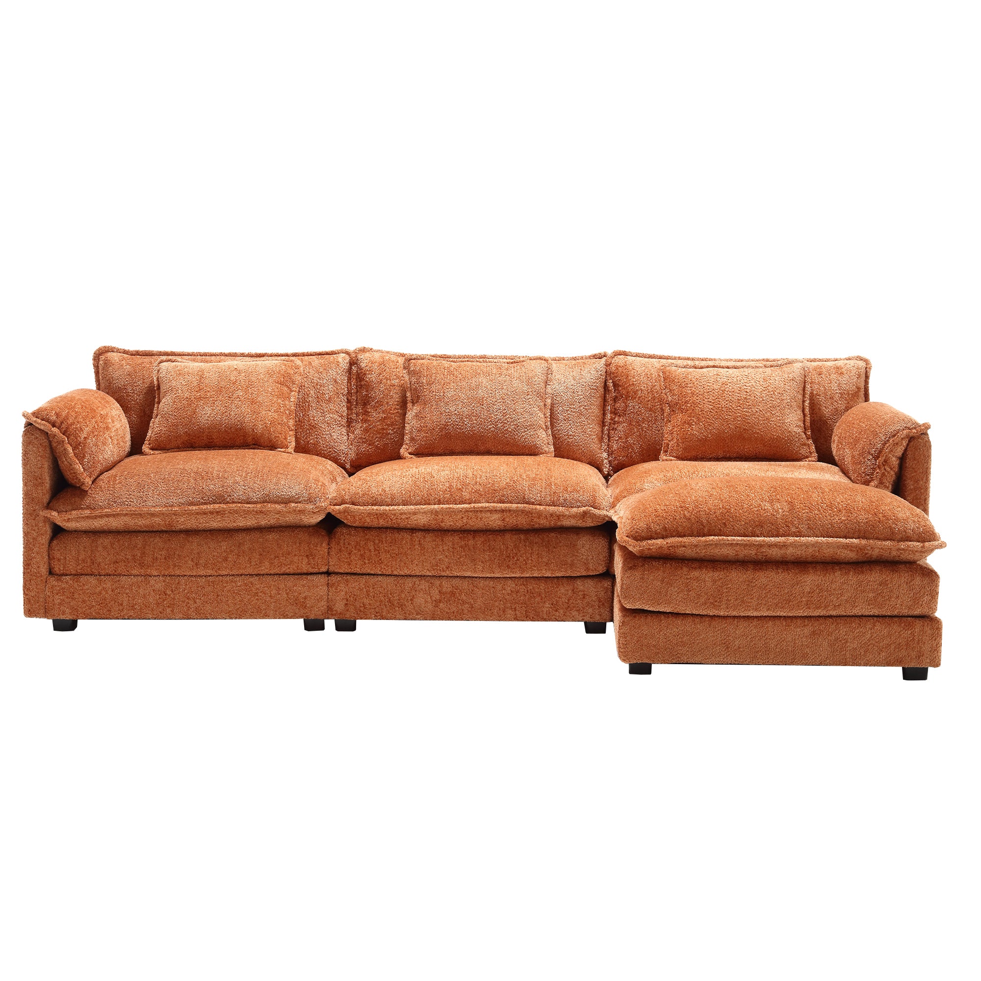 Modern Large boucle Fabric L-Shape Sectional Chenille fabric, movable pedals, detachable armrests, oversized three-seat Sofa