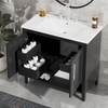 36" Bathroom Vanity with Sink, Multi-functional Bathroom Cabinet with Doors and Drawers, MDF Frame and MDF Board, Black