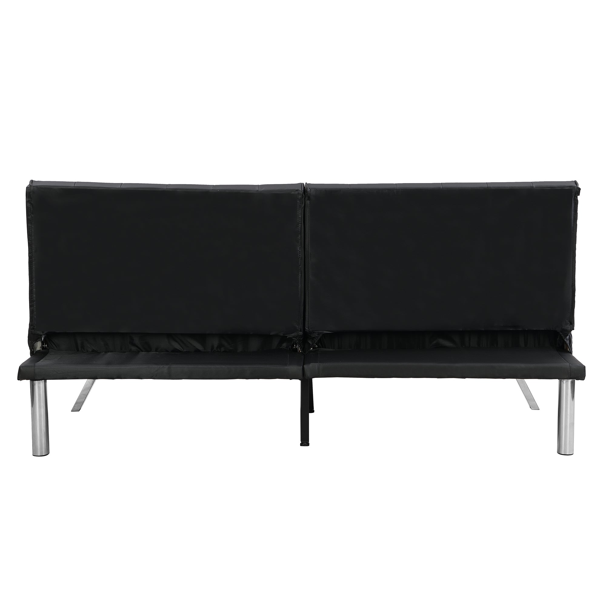 WOOD FRAME, STAINLESS LEG, FUTON, SOFA BED BLACK PVC