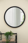 20" x 20" Circle Wall Mirror with Wooden Frame and Black Finish, Wall Mirror for Living Room, Dining Room, Foyer, Bathroom, Office