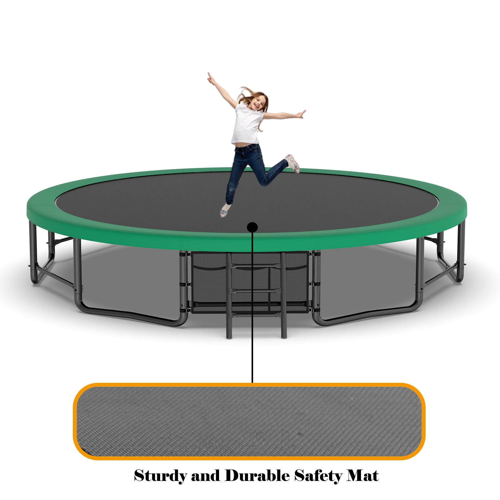 16FT Outdoor Trampoline for Kids and Adults, Pumpkin Trampolines with Curved Poles,Heavy Duty Trampoline Anti-Rust Coating ASTM Approval