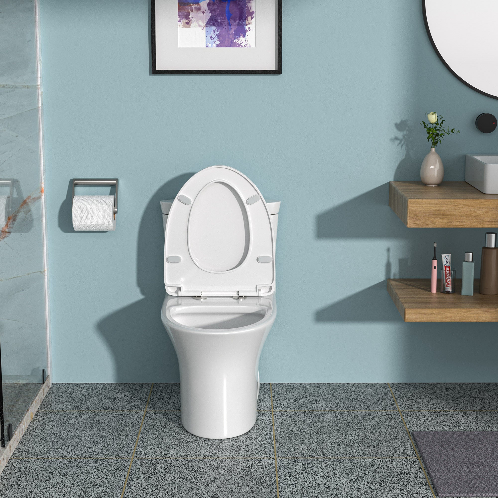 Ceramic One Piece Toilet,Dual Flush with Soft Clsoing Seat