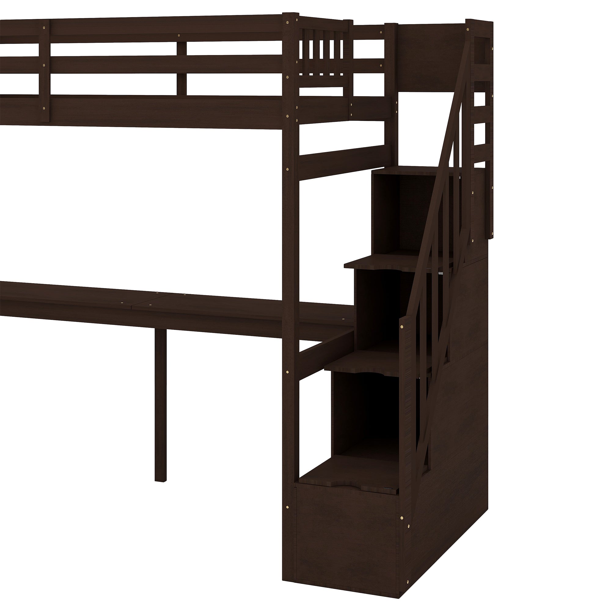 Twin Size Loft Bed with Storage Staircase and Built-in Desk, Espresso (Old SKU:GX000903AAP)