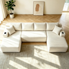 Beige U-shape cloud sectional sofa, 134 inch, front angle view