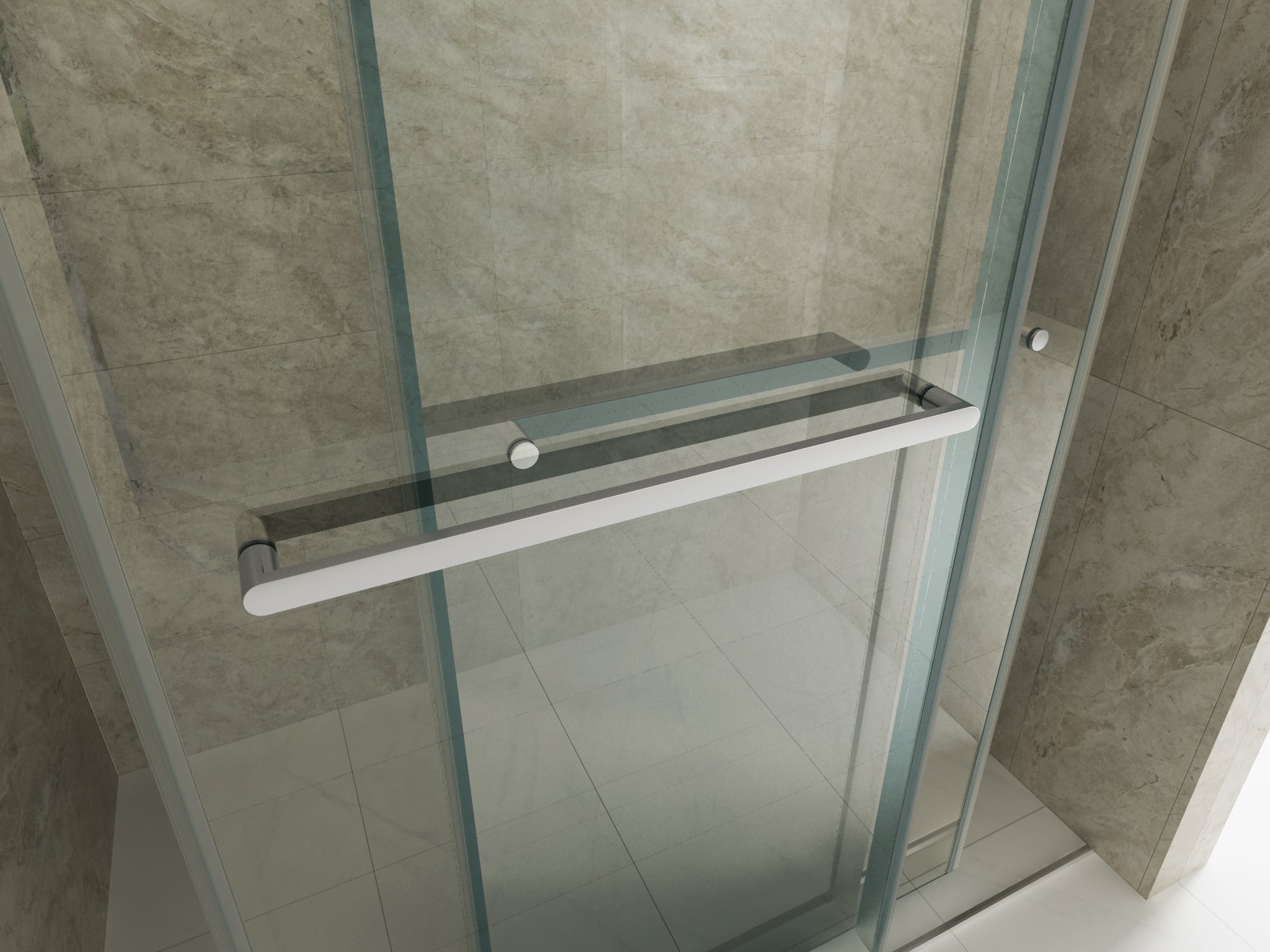 Double Sliding Frameless Soft-Close Shower Door,44-48"W x 76"H  Premium 3/8 Inch (10mm) Thick Tampered Glass and Easy-cleaning Coating in Chrome 23D02-48C