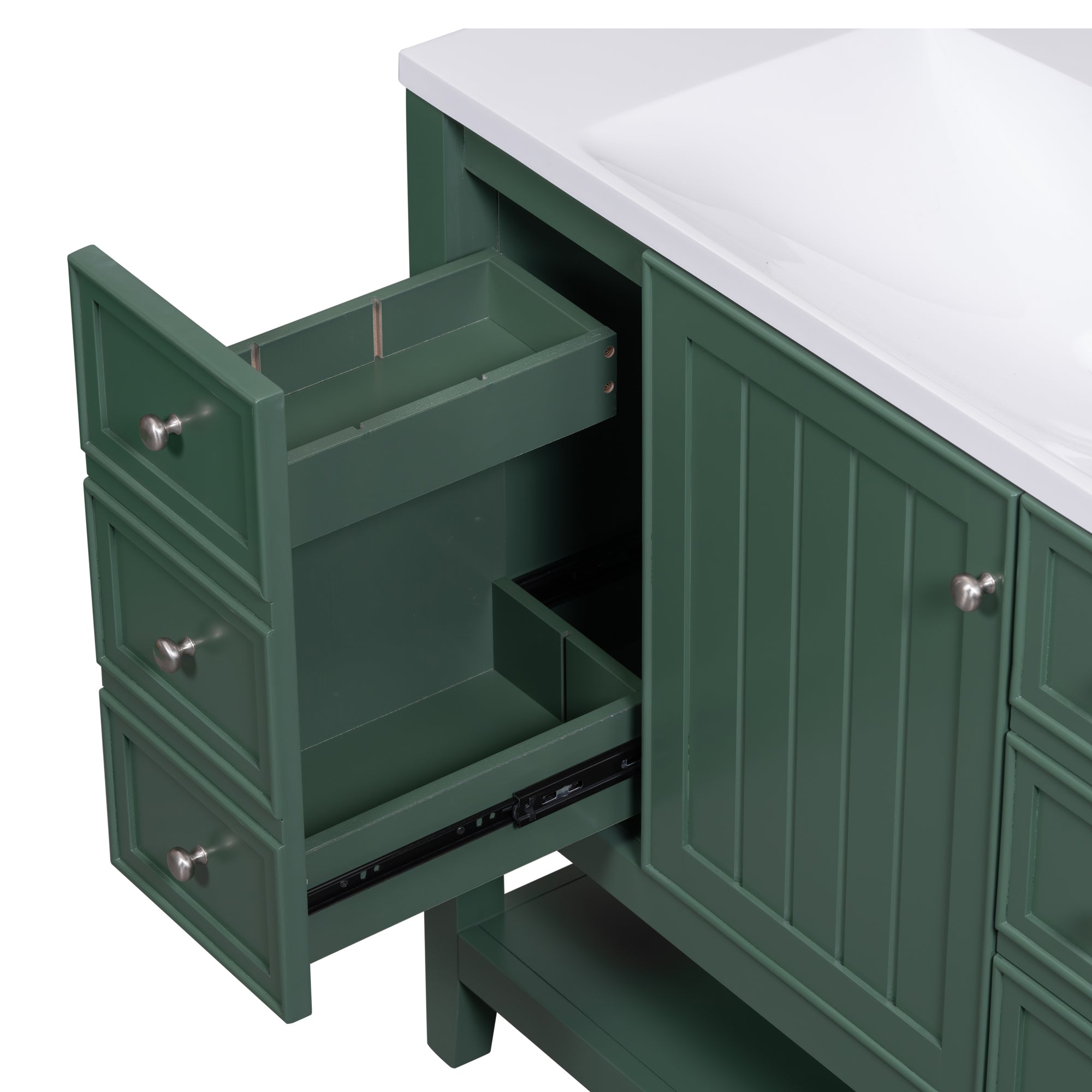 36" Bathroom Vanity with Sink Combo, One Cabinet and Three Drawers, Solid Wood and MDF Board, Green