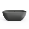 59-inch oval solid surface white freestanding bathtub, side profile