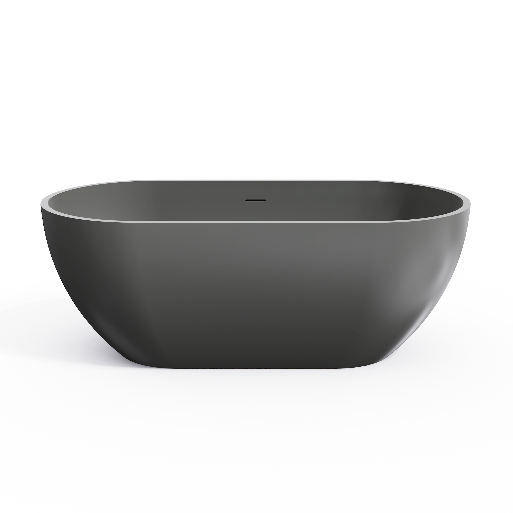 59-inch oval solid surface white freestanding bathtub, side profile