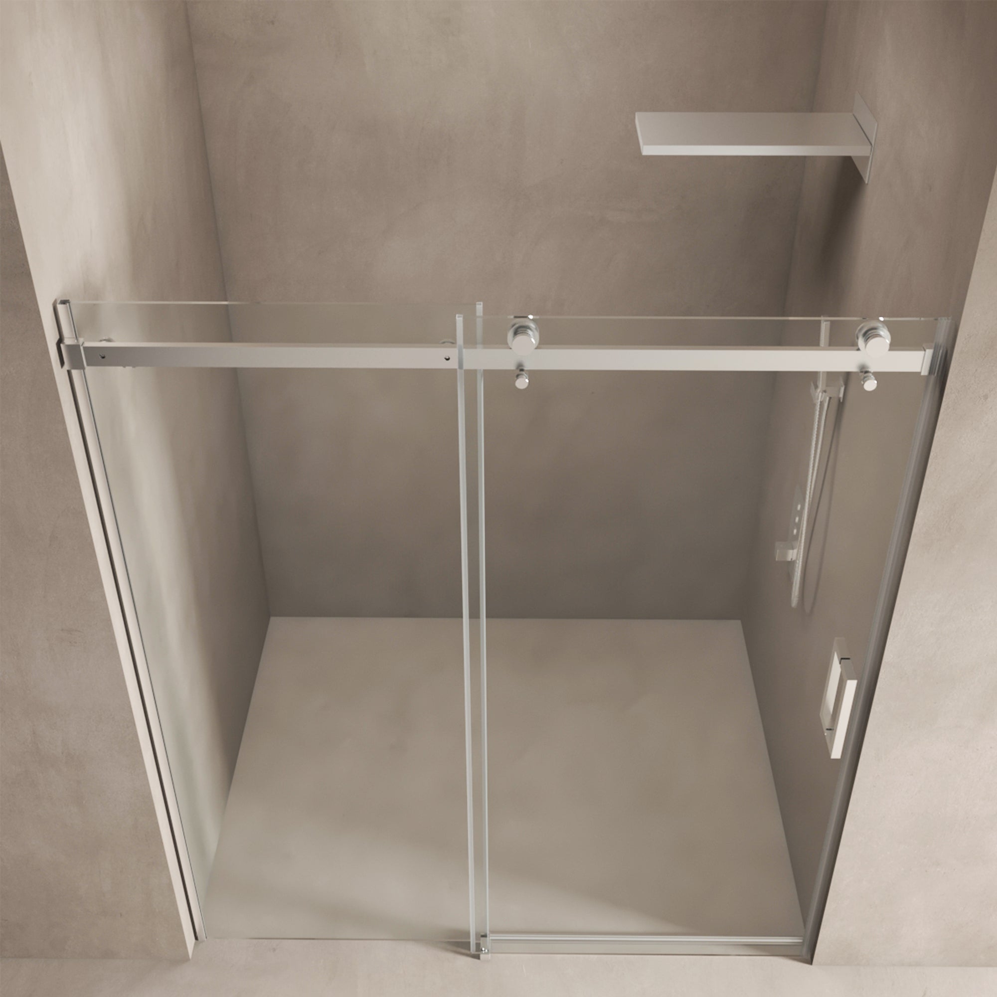 56"-60"W x 70"H Frameless Shower Door, Sliding Shower Door, with Premium 5/16"(8mm) Thick Tempered Glass Shower Enclosure,Double Side Easy Clean Coat,Brushed Nickel Finished With Buffer