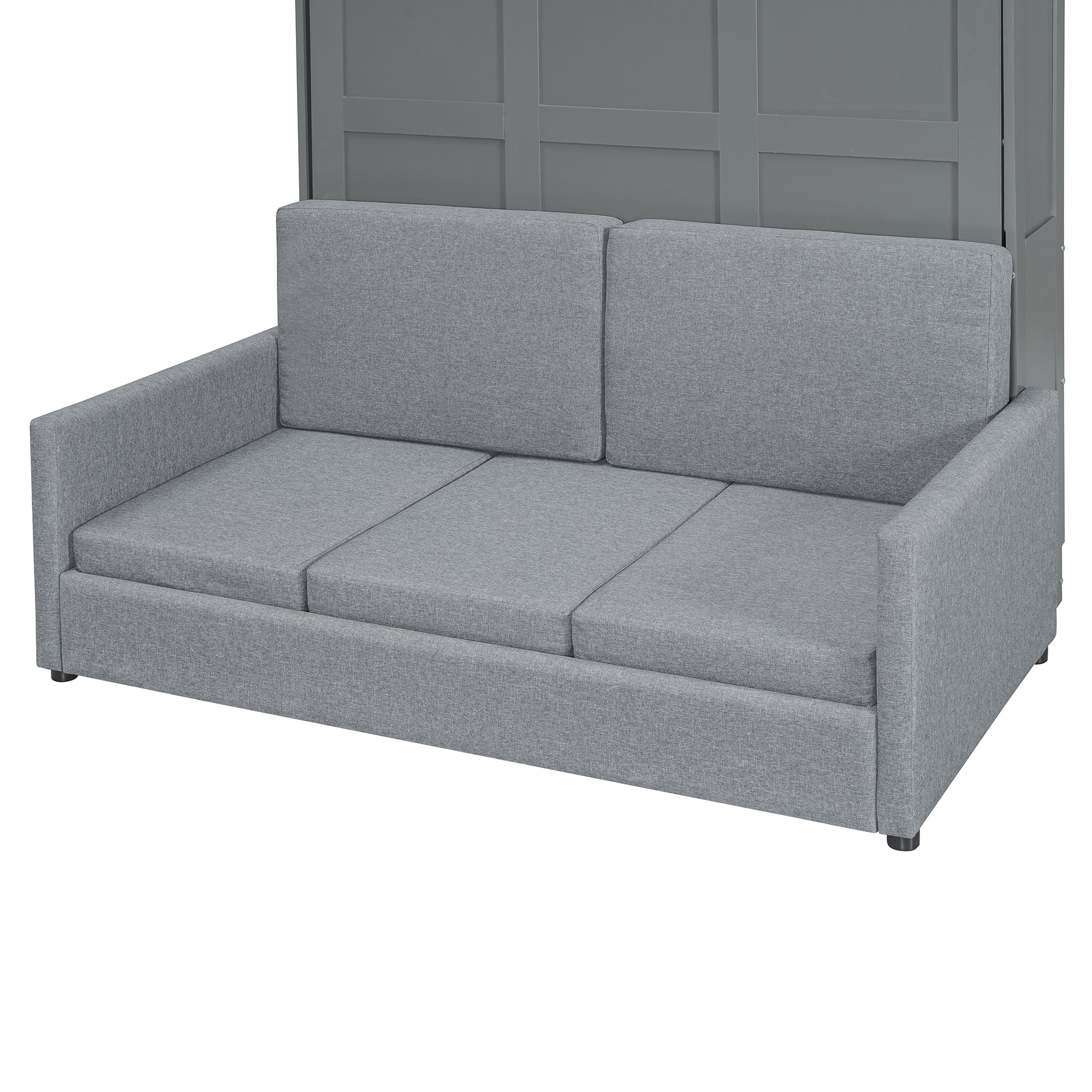 Full Size Murphy Bed Wall Bed with Cushion,Gray