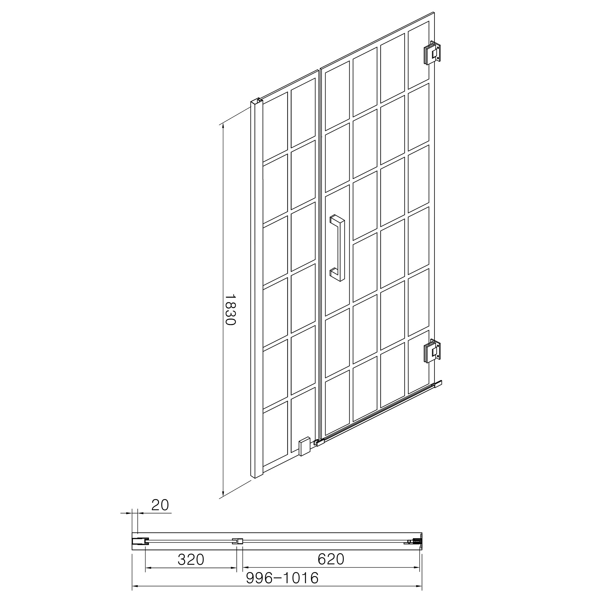 Shower Door 40" W x 72" H Pivot Frameless Shower Door with Pattern Glass, Open Entry Design in Matte Black