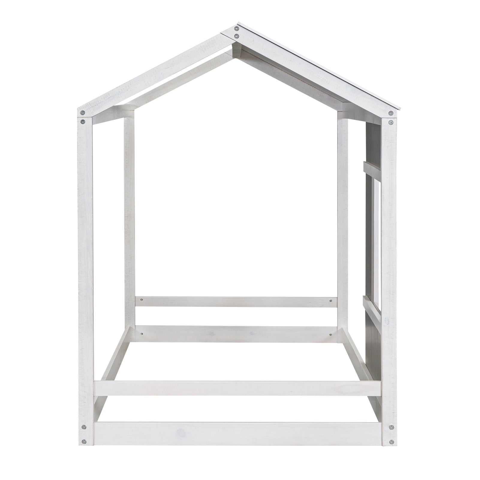 Twin Size House Platform with Roof and Window, White+Antique Grey(Old SKU: WF294130AAE)