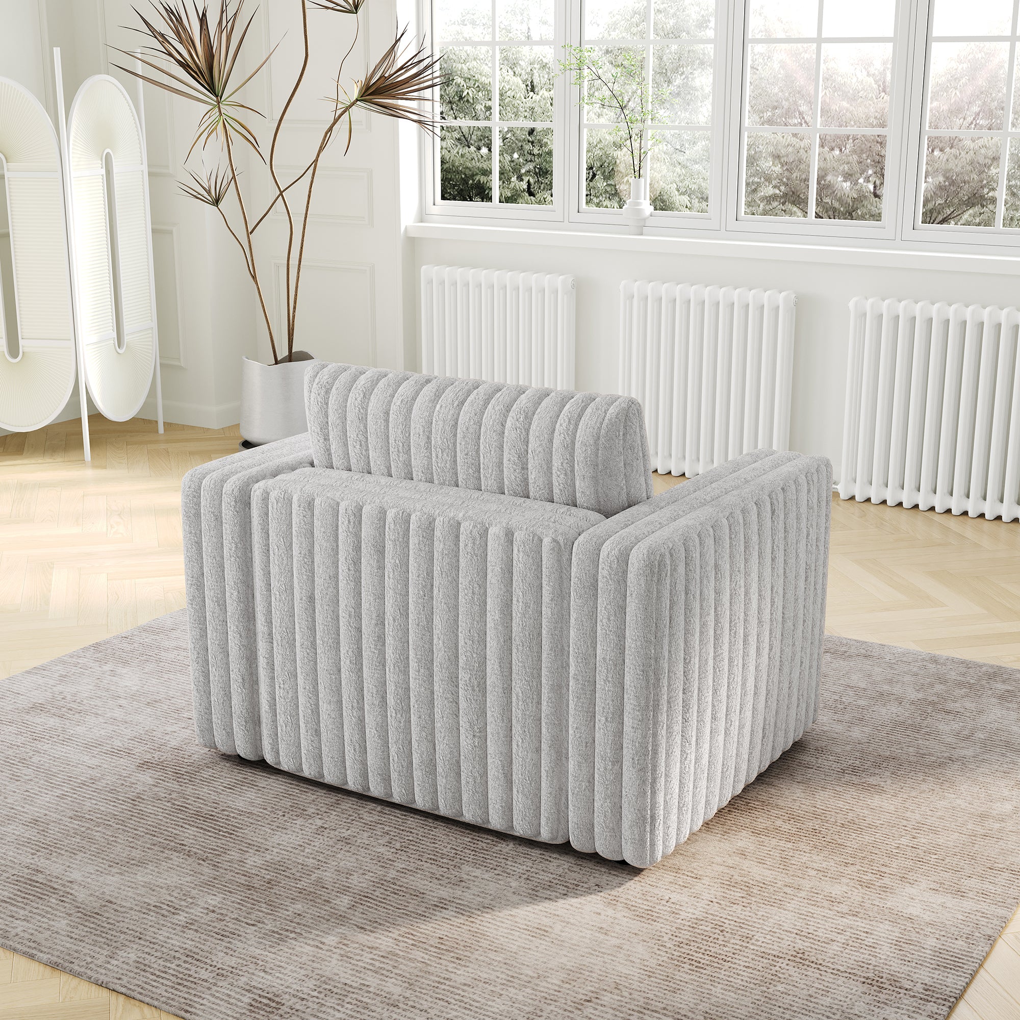 44.9" Rabbit Plush Modular Sofa Single - Highly Comfortable, Stylish & Functional for Bedroom & Living Room, Light gray