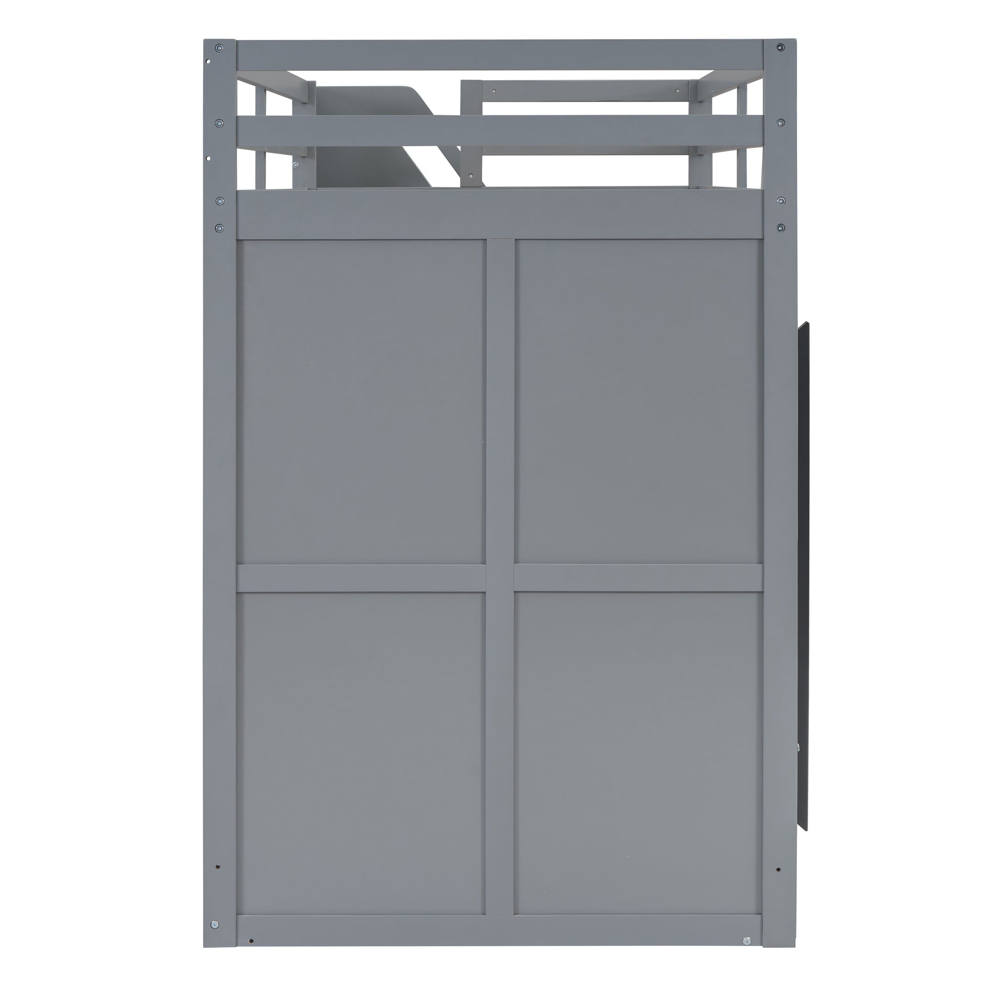 Modern Loft Bed with Two-Tone Storage Stairs and Pull-Out Wardrobes, Gray