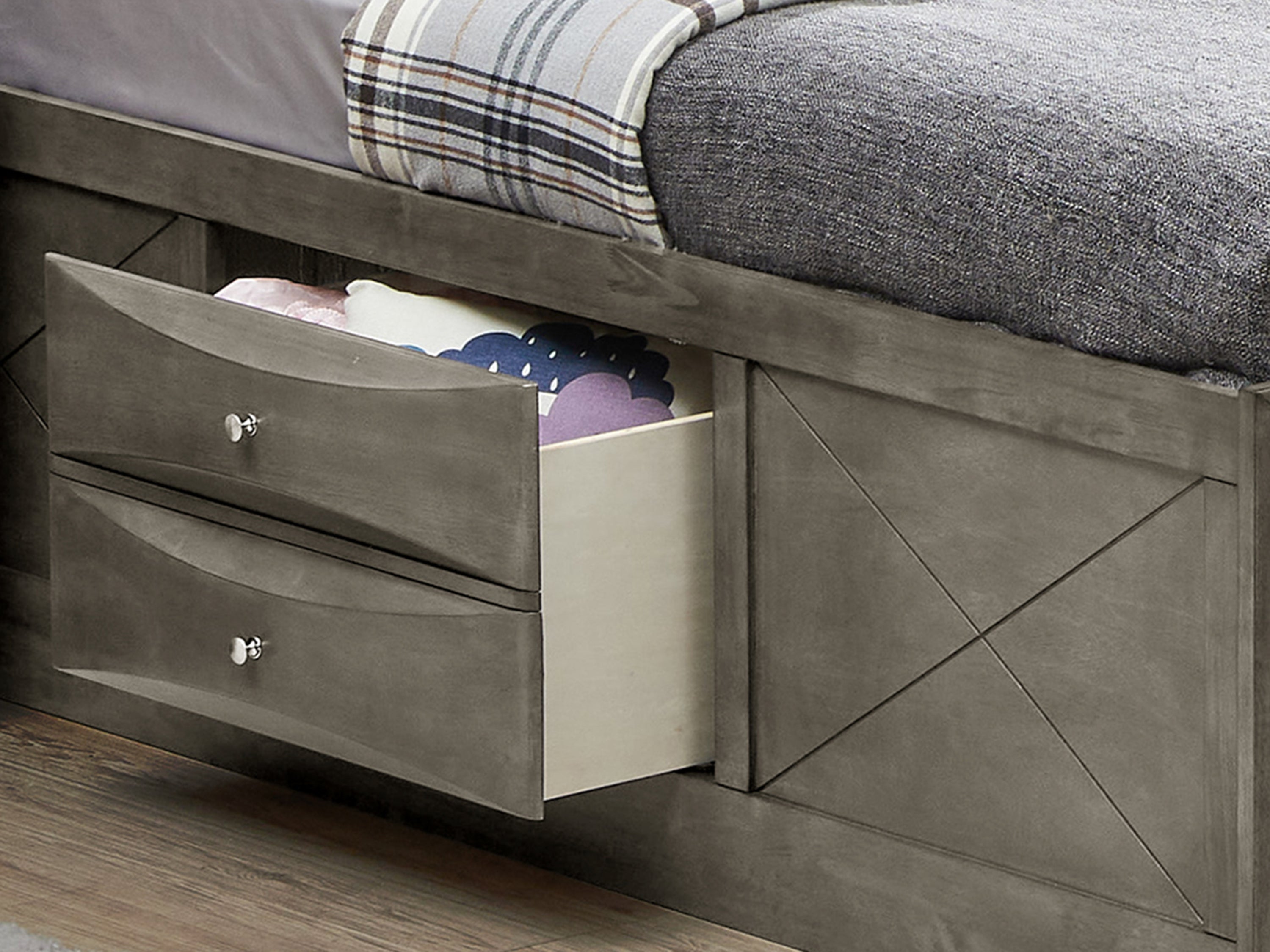 Stylish Twin Storage Bed In Modern Gray