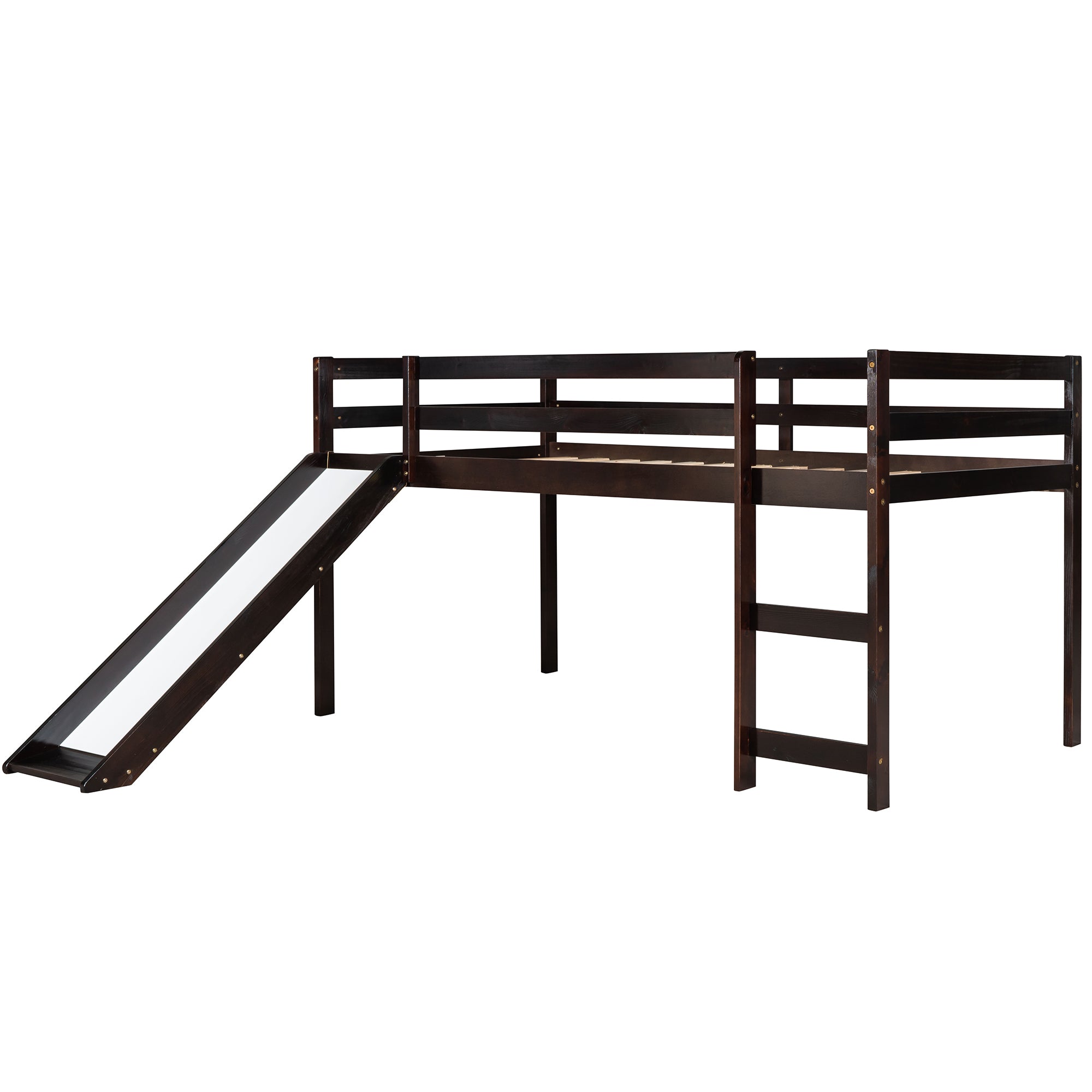 Loft Bed with Slide, Multifunctional Design, Twin (Espresso)(OLD SKU: WF191904AAP)